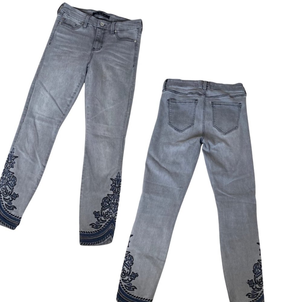 LVPL by liver pool, grey embroidered, skinny jeans, 26